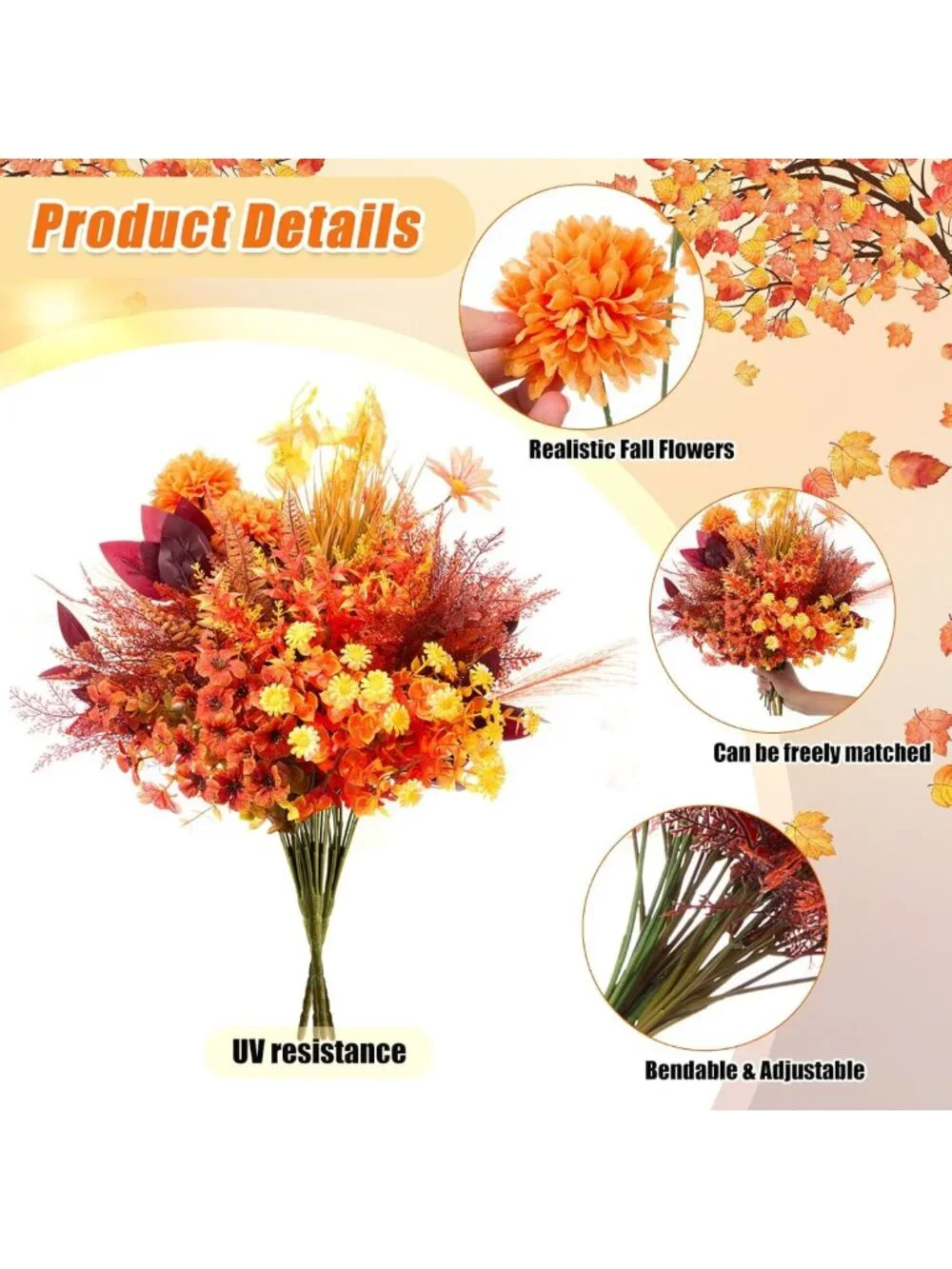 100 Bundles UV Resistant Artificial Flowers - Bulk Faux Plants for Home Decor
